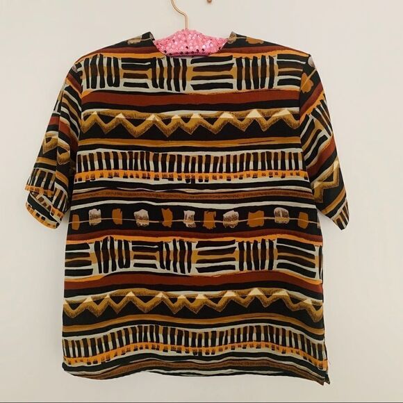 Vintage Tops - ‎Vintage Boho Print Blouse Size Small